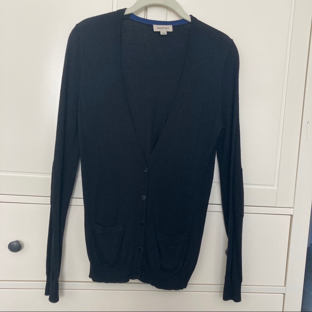 Smart set cardigan elbow patches blue cuffs